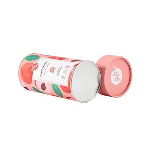 Wholesale Eco Friendly Food Grade Kraft Paper Round Paper Tube Box Canister Packaging With Metal Lid For Food