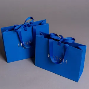 Hot Selling Wholesale Custom Design Logo High Quality Shopping Paper Bag With Ribbon Handles