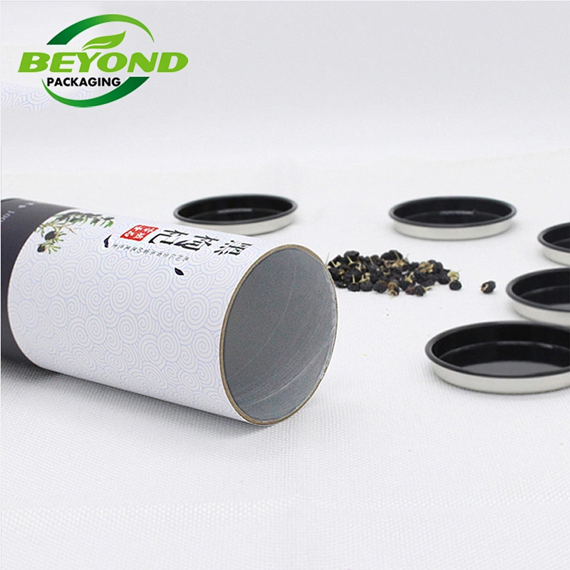 Custom Cylindrical Sugar Packaging Box Foil Lined Cardboard Tube Food Grade Paper Tube Eco-friendly Packing With Metal Lid