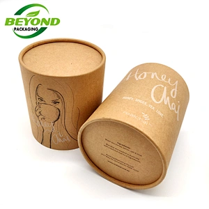 High Quality Eco Friendly Food Grade Manufacture Round Cylinder Kraft Sleeve Paper Rube Brown Custom Design Packing