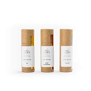 Custom Craft Paper Lip Balm Push up Tube Cosmetic Cylinders Eco friendly Packaging Lip Balm Tubes Round Box Wholesale