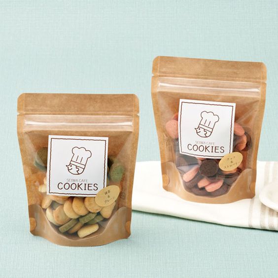 Custom Printed Small Biodegradable Cookie Food Packaging Ziplock Bag Brown Kraft Paper Stand up Pouch with Zipper and Window