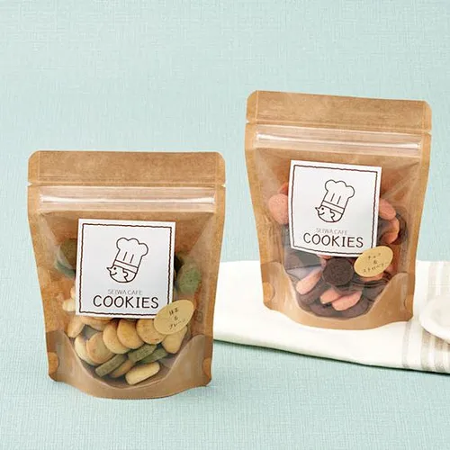 Custom Printed Small Biodegradable Cookie Food Packaging Ziplock Bag Brown Kraft Paper Stand up Pouch with Zipper and Window