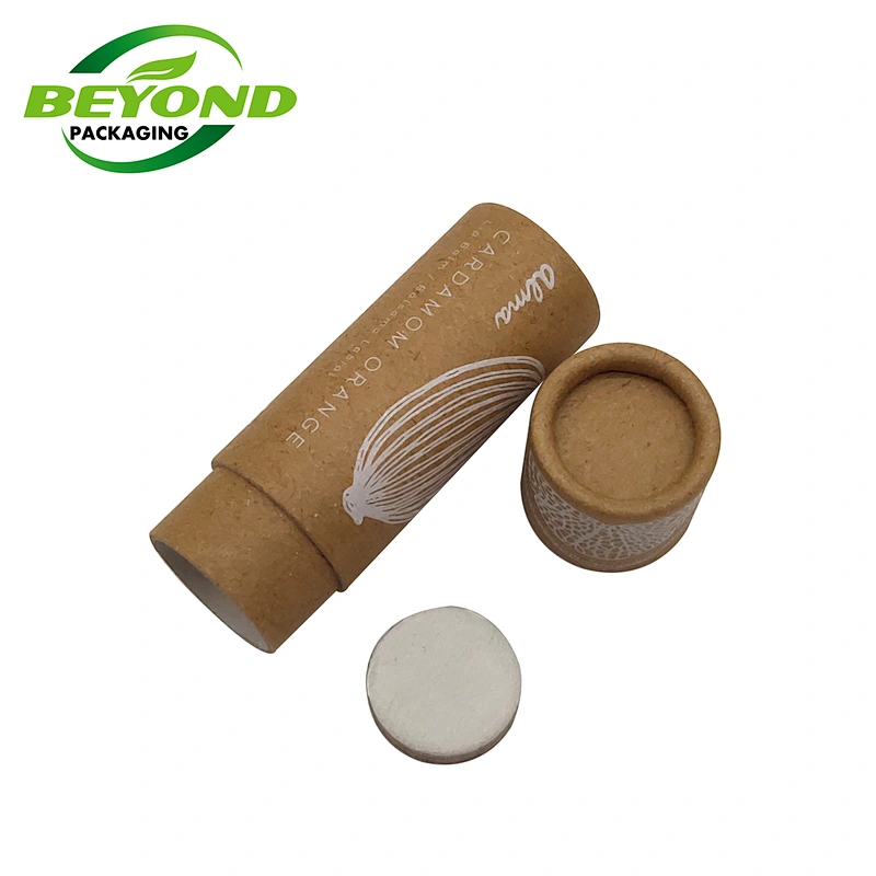Custom Biodegradable Cardboard Lip Balm Push up 3oz kraft Paper Tube Container Packaging Deodorant Cylindrical Tube Packing