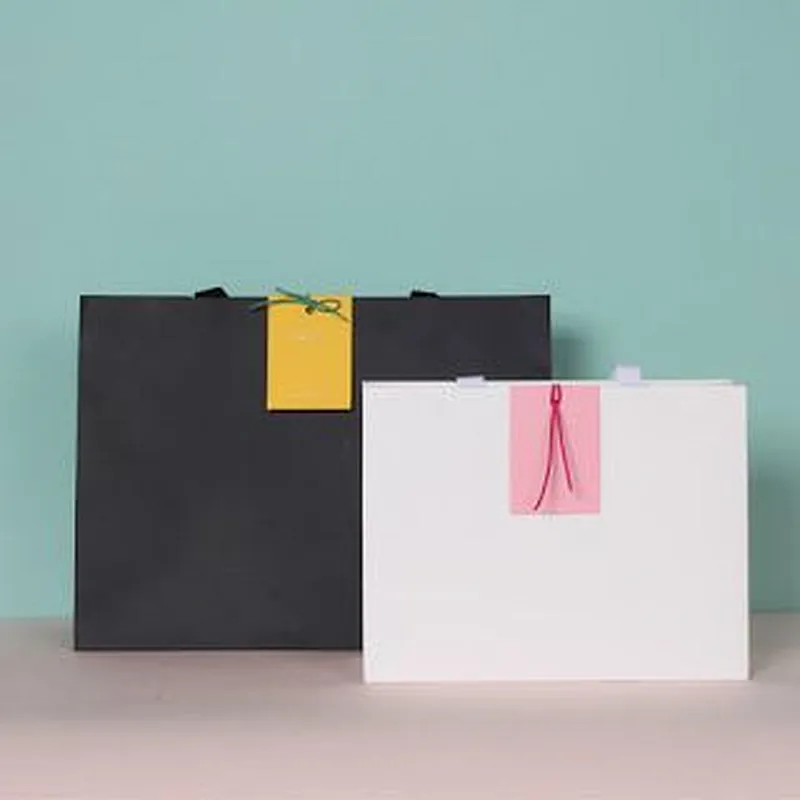 OEM Custom Logo Printed Black Paper Bag Shopping Paper Bags Luxury Clothing Packaging Gift Carrier Bag