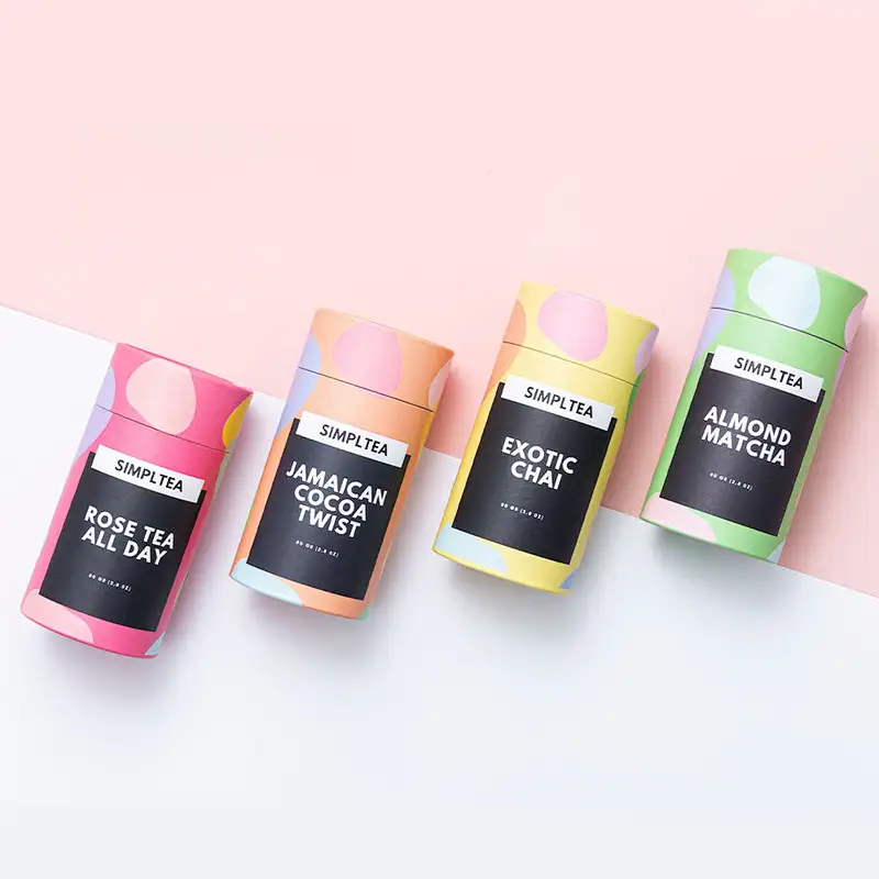Customized Logo Food Grade Kraft Paper Tube Cylinder Cardboard Boxes Packaging Cookie Tea Paper Tube Packaging