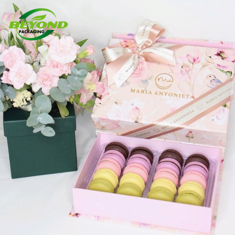 Food Grade High Quality Eco Friendly Biodegradable Paper Box Packaging Hot Sell Magnetic Closure Paper Box For Macaroons