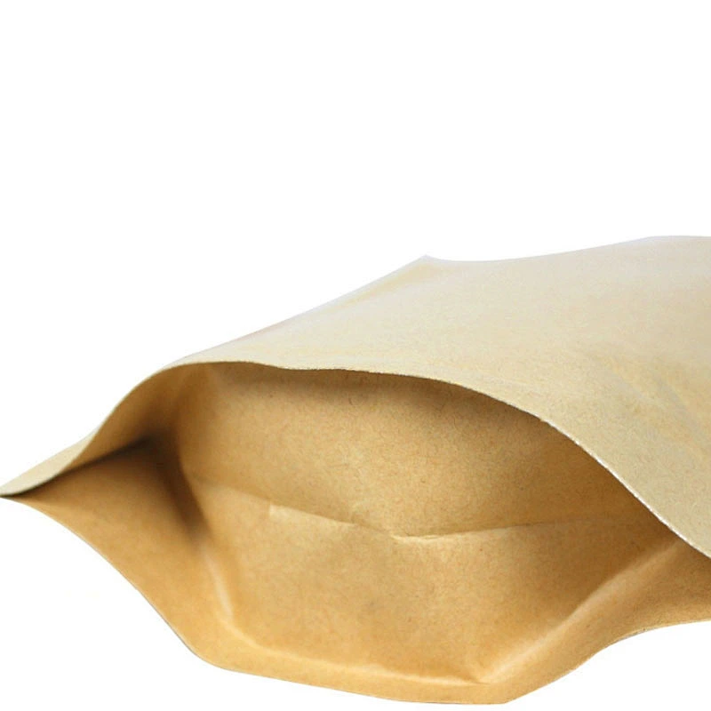 Custom Biodegradable Self Kraft Paper Stand up Pouch Zipper Food Packing Bags For Coffee Bean Nuts Snack Standing  Packing