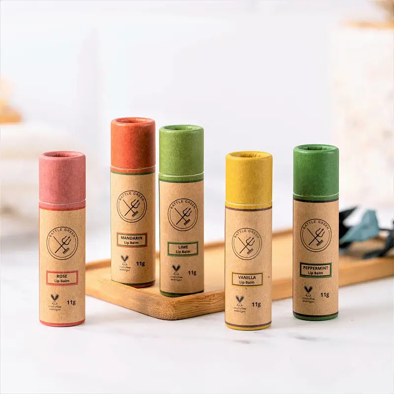 Custom Cosmetic Cardboard Push up Deodorant Containers Paper Biodegradable Lip Balm Tube Eco- friendly Cylinder Tube Packaging