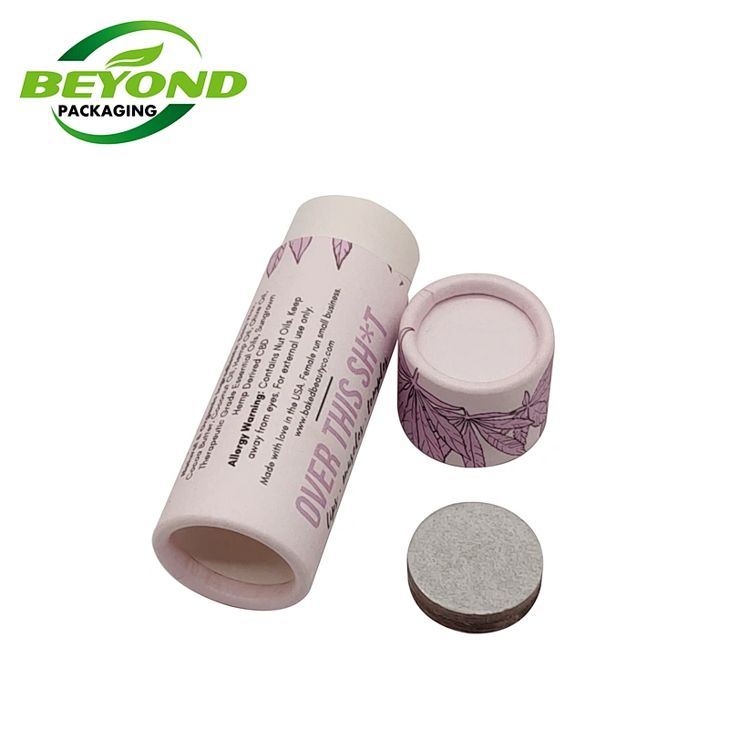 Custom Biodegradable Cardboard Cylinder Packaging Kraft Deodorant Lip Balm Printed Push up Paper Tube Round Box Wholesale