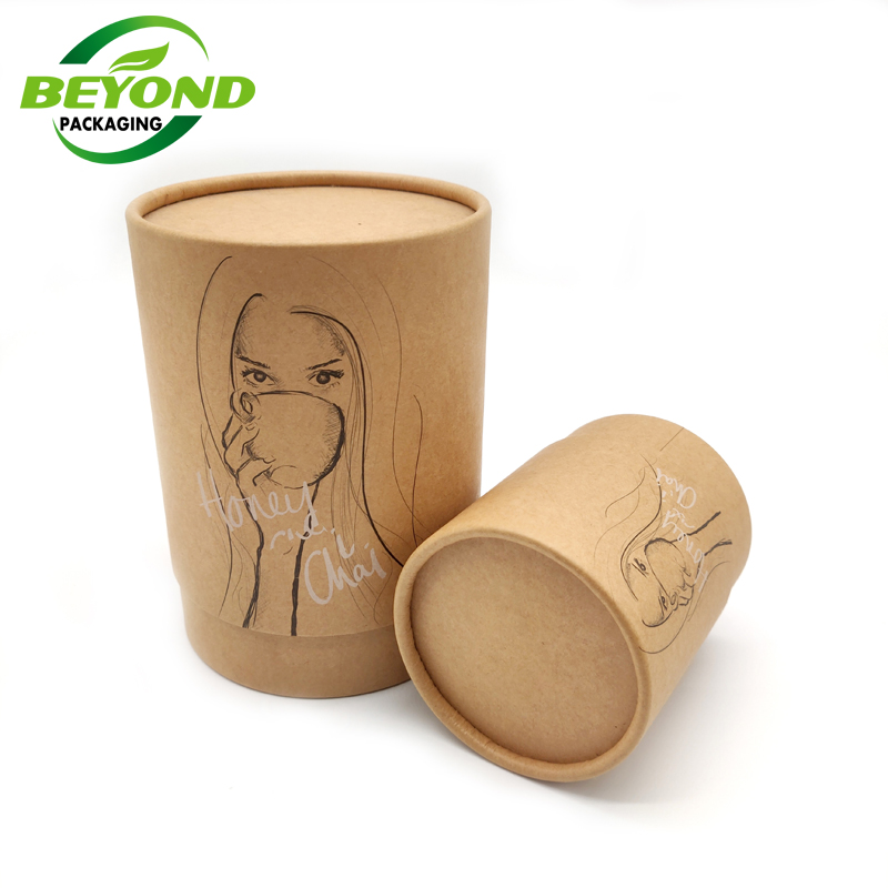 High Quality Eco Friendly Food Grade Manufacture Round Cylinder Kraft Sleeve Paper Rube Brown Custom Design Packing