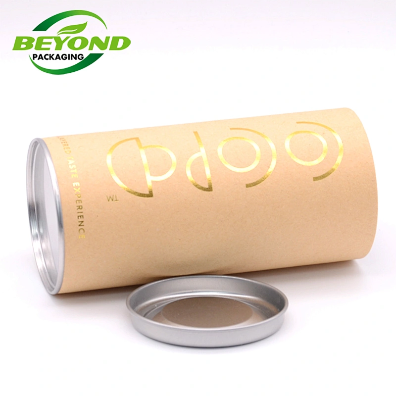 Custom Food Grade Kraft Paper Biodegradable Cardboard Tube Container for Protein Powder  Coffee Bean Loose Tea Packaging