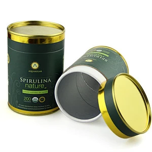 Custom Metal Lid Tea Packaging Cardboard Canister Can Cylinder Biodegradable Coffee Cylinder Kraft Tea Food Packaging Boxes