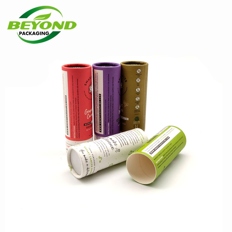 Custom Slim Lip Balm Lip gloss Tubes Deodorant Stick Cylinder Biodegradable Cardboard Cosmetic Paper Push Up  Packaging