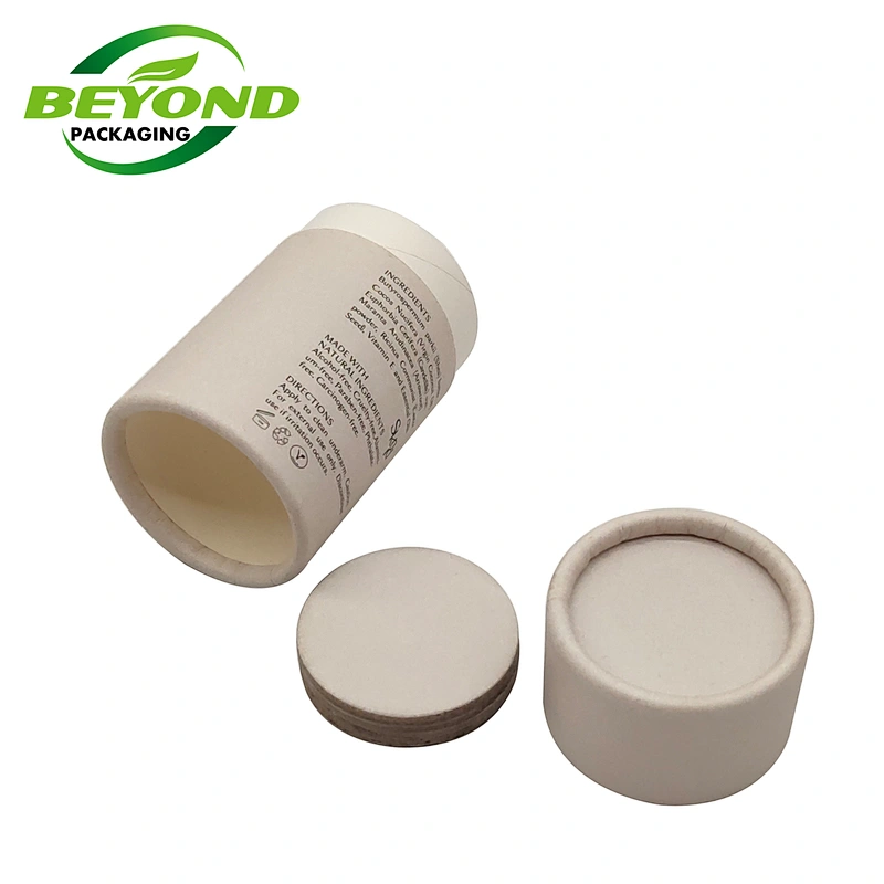 Custom Logo Eco-friendly  Kraft Paperboard Paper 8oz  Lip Balm Push up Tubes Deodorant Wholesale Cardboard Cylinder Packaging