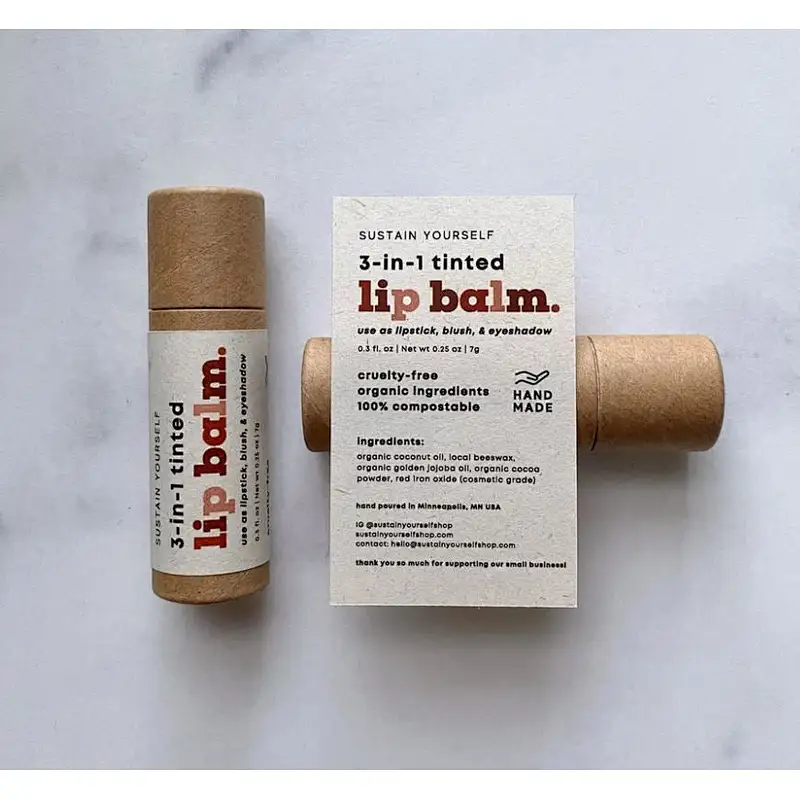 Round Cylinder Custom Design Eco Friendly Push Up Paper Tube Packaging For Lip Balm Or Deodorant