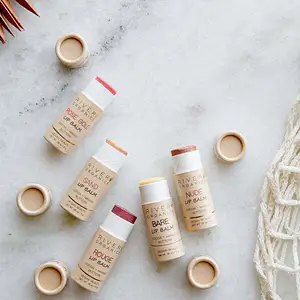 Custom Deodorant Stick Packaging Push up Craft Kraft Paper 0.25ml 5g Lip Balm Degradable Tube Cardboard Cylinder Packaging