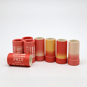 High Quality Round Cylinder Custom Design Biodegradable Container Push Up Paper Tube For Lip Balm Deodorant