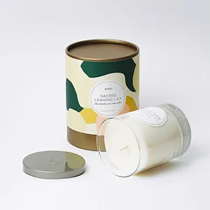 100% Recycled Luxury Candle Packaging Eco-Friendly Round Customized Paper Tube Box Cosmetic Cylinder Packaging