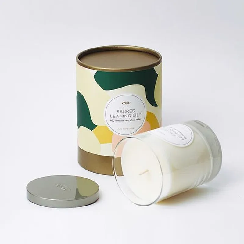 100% Recycled Luxury Candle Packaging Eco-Friendly Round Customized Paper Tube Box Cosmetic Cylinder Packaging