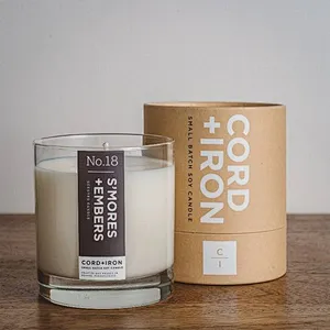 Wholesale High Quality 100% Recycled Material Customized Print Luxury Design Cylinder Candle Paper Tube Packaging