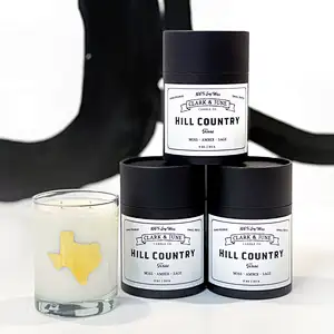 Rolled Edge Cylinder Kraft Black Cardboard Gift Candle Jar Packaging Custom Printing Round Candle Tube Box