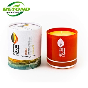 Customized Recycled Different Style Luxury Kraft Paper Candle Boxes Round Rigid Candle Gift Tube Packaging With Sleeve Lid