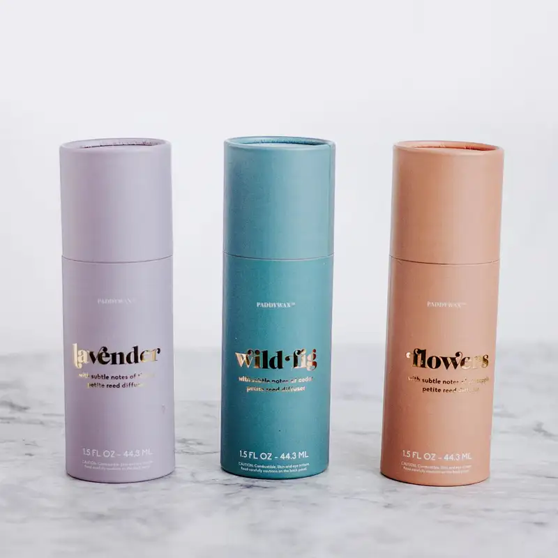 Custom Cylindrical Cardboard Biodegradable Packaging Candle Essential Oil Fragrance Eco Friendly Paper Cosmetic Tube Packing