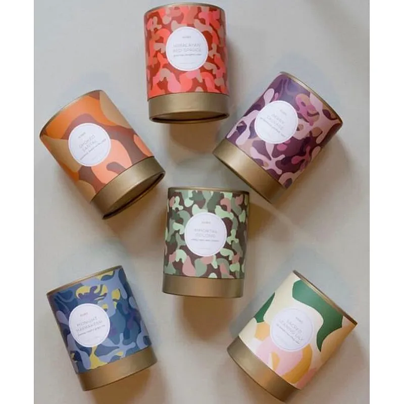 Custom Round Empty Gift Box Cardboard Cylinder Recycled Kraft Paper Tube Packaging with Lid for  Candle Container