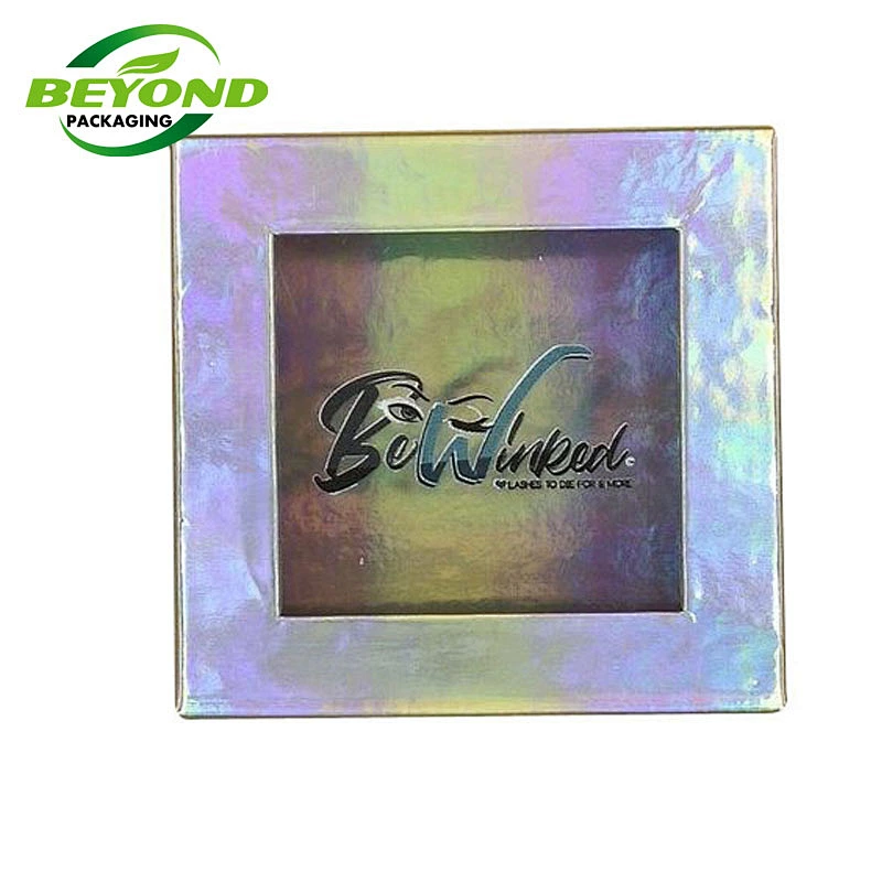 Custom Color Printing Eco-friendly Cosmetic Paper Gift Rigid Box Magnetic Folding Packaging with PVC Clear  Window Silk Bow