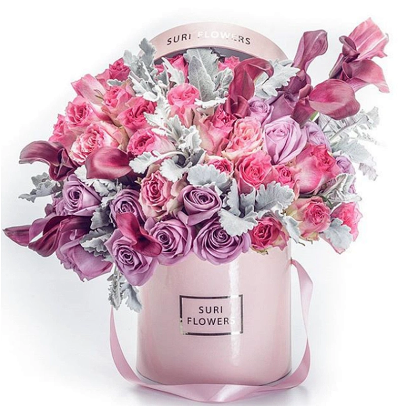 Custom Large Fresh Eco- Friendly Cylinder  Round Hat Shape Gift Packaging Flower Art Paper Tube Cardboard For Wedding