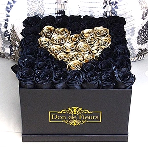 Custom Printed Hot Foil Logo Luxury Square Hat Flower Box With Paper Lid/Ribbon Handle For Four Flower