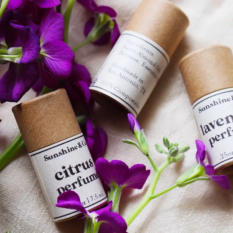 Custom Round Cylinder White Cardboard Packaging for Eco Lip Balm Tube 0.2oz Deodorant Eco-friendly Recycled Packing