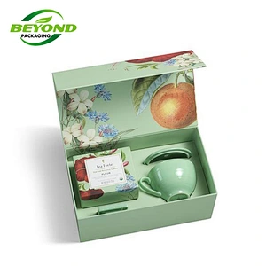 Recycled Custom Wholesale Cardboard Gift Paper Packing Magnetic Box Customized Design Coffee Cup Mug with Ribbon