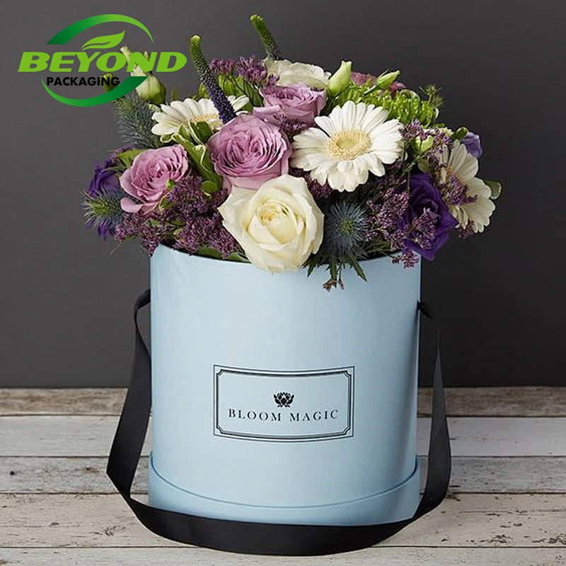 Luxury Wholesale Custom Logo Cardboard Flower White Round Hat Box Rose Flower Gift Carton Box For Flowers