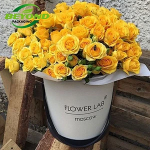 Luxury Wholesale Custom Logo Cardboard Flower White Round Hat Box Rose Flower Gift Carton Box For Flowers