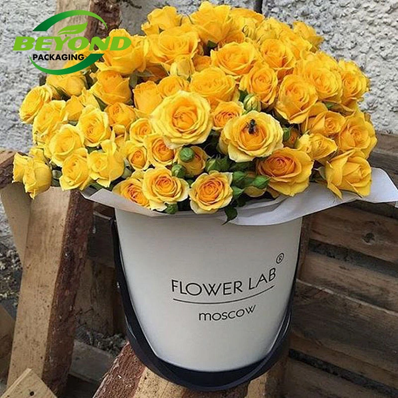 Luxury Wholesale Custom Logo Cardboard Flower White Round Hat Box Rose Flower Gift Carton Box For Flowers