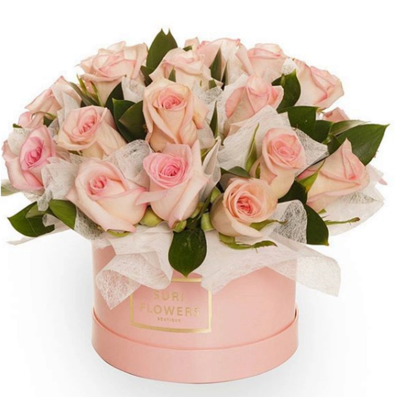 Custom Large Fresh Eco- Friendly Cylinder  Round Hat Shape Gift Packaging Flower Art Paper Tube Cardboard For Wedding