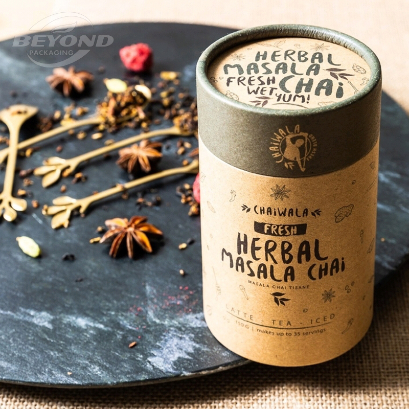 Eco Friendly Wholesale Customized Food Grade Cardboard Cylinder Boxes For Packaging Tea Kraft Paper Tube