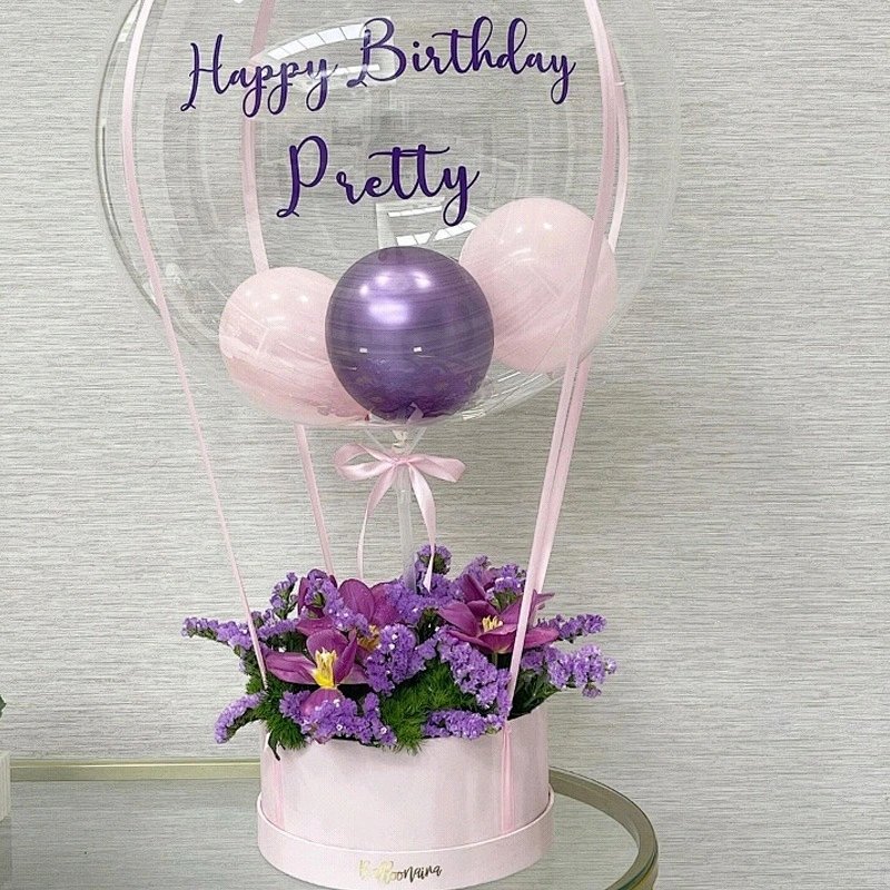 Customized Luxury New Design Flower Balloon Bouquet Round Solid Flower Boxes