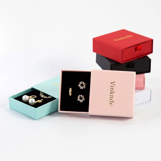 Custom Logo Luxury Jewelry Gift Necklace Box Packaging Sliding Drawer Paper Cardboard Box With Foam Insert For Jewelry Packaging