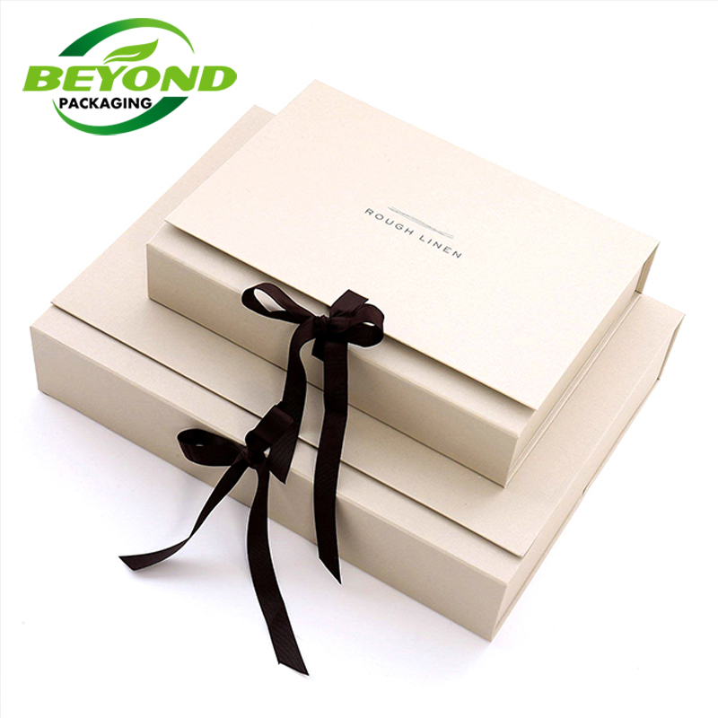 Custom printing logo luxury inside EVA tray foldable magnetic gift box packaging lined with handle ribbon