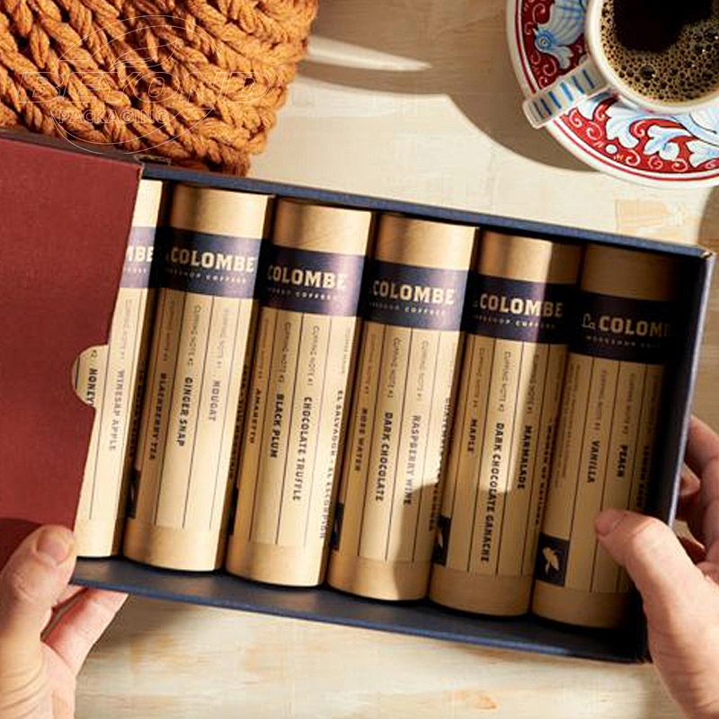 Custom  Printed Creative Round Kraft Paper Tube Container or Loose Powder Tea Coffee Bean eco-friendly Cylindrical Packaging
