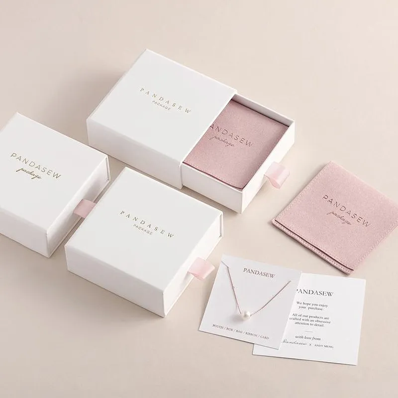 Custom Logo Luxury Jewelry Gift Necklace Box Packaging Sliding Drawer Paper Cardboard Box With Foam Insert For Jewelry Packaging