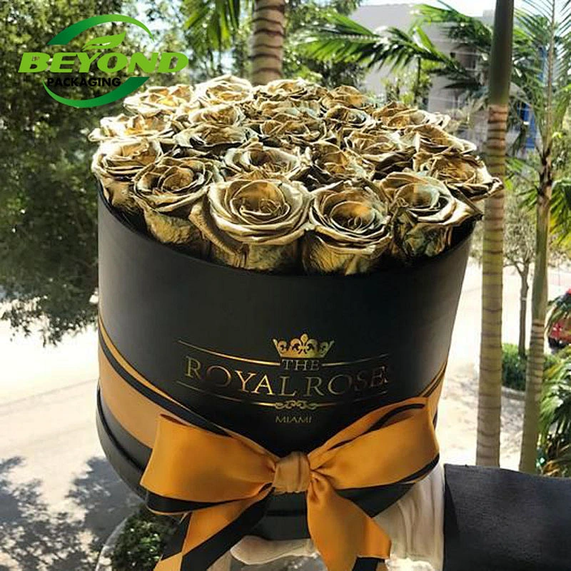 Customized Recycle Beautiful Hot Sale Cylinder Florist Portable Box Round Flower Hat Box Flower Gift Box