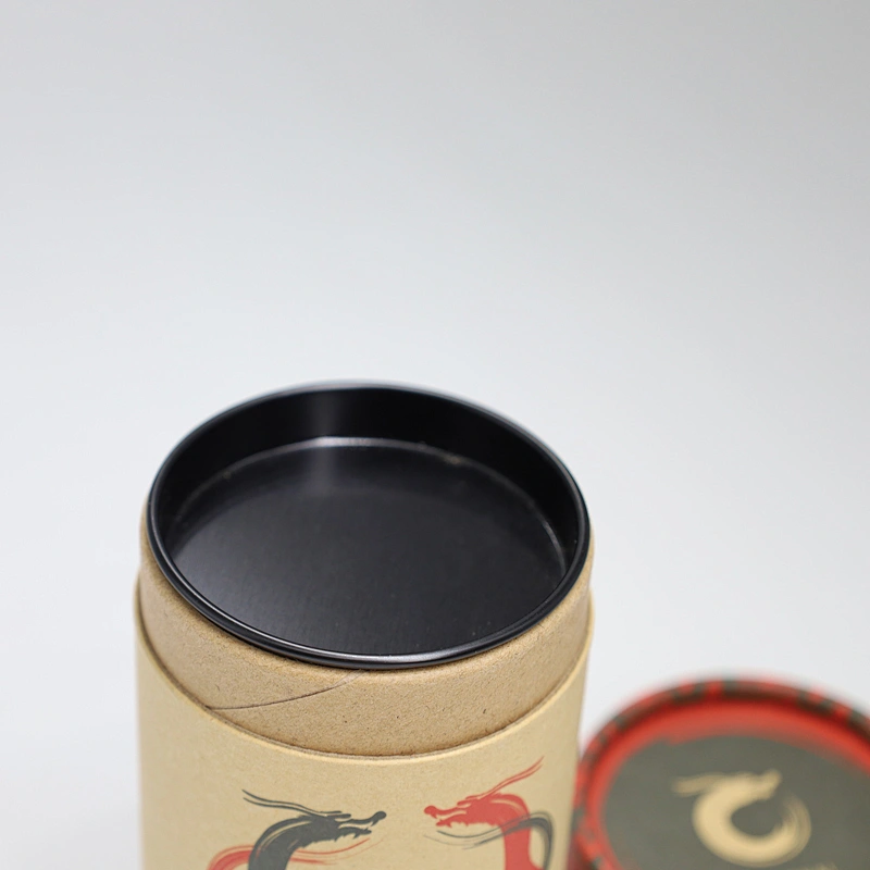 Biodegradable Herbal Tea Paper Tubes Custom Composite Cans Kraft Cylinder Box Packaging Canister with Metal Lid