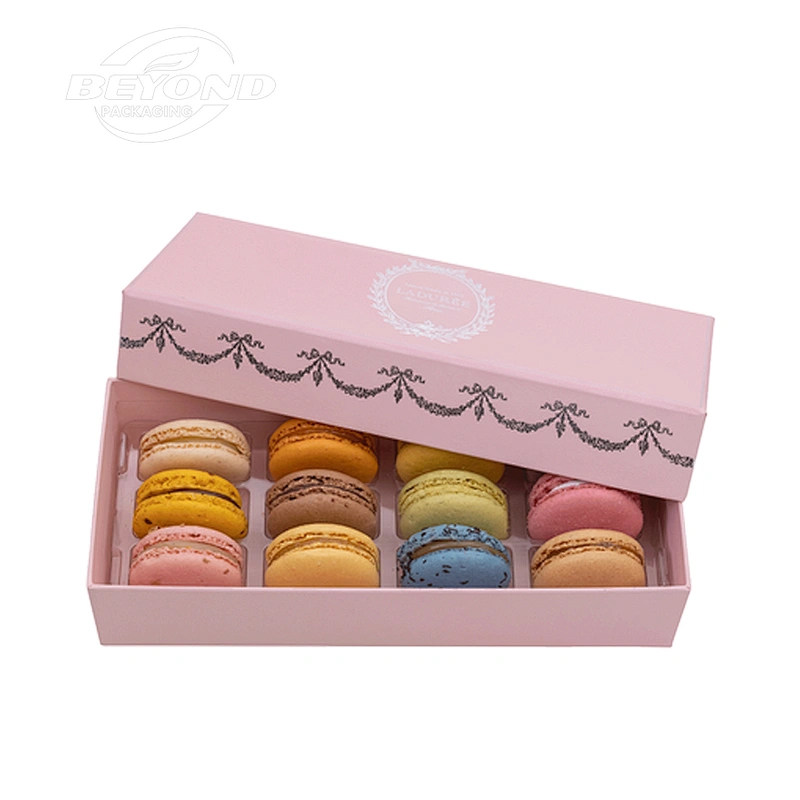 Food Grade Wholesale Manufacturer Square High Quality Food Grade Base And Lid Paper Box Packaging For Macaroon