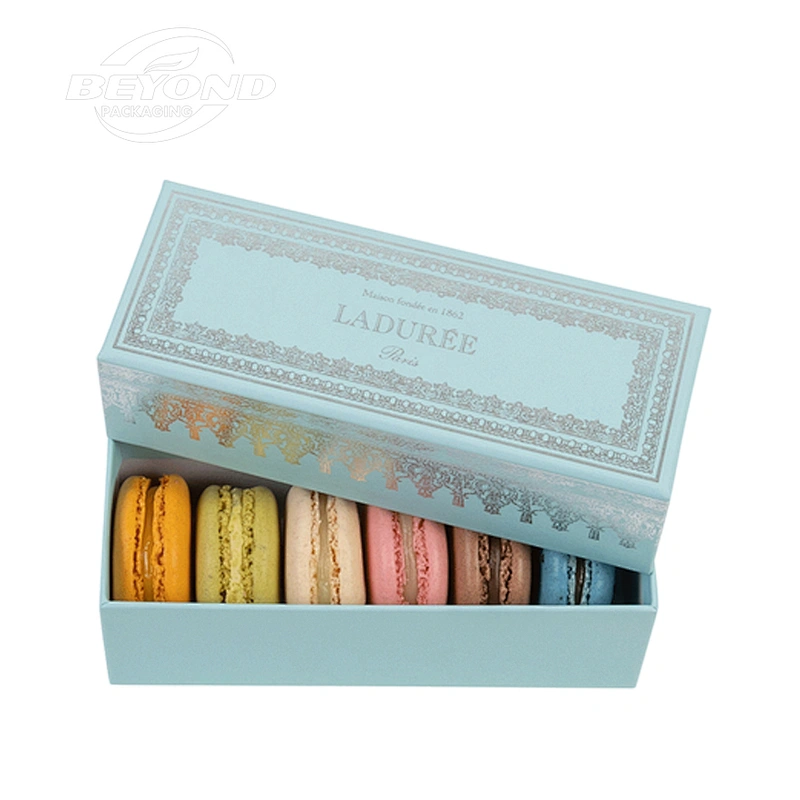 Food Grade Wholesale Manufacturer Square High Quality Food Grade Base And Lid Paper Box Packaging For Macaroon