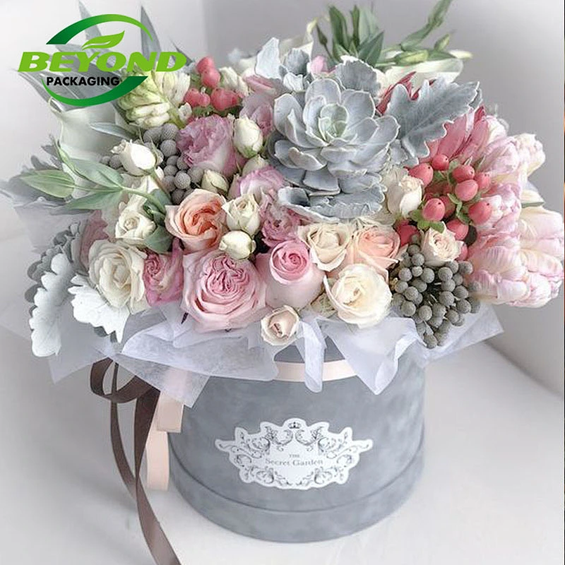 Customized Recycle Beautiful Hot Sale Cylinder Florist Portable Box Round Flower Hat Box Flower Gift Box