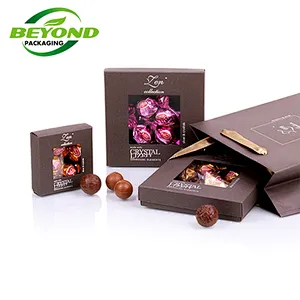 Custom Gift Lid and Base Box Chocolate Macaron Biodegradable Cardboard Craft Paper Packaging with Clear Window